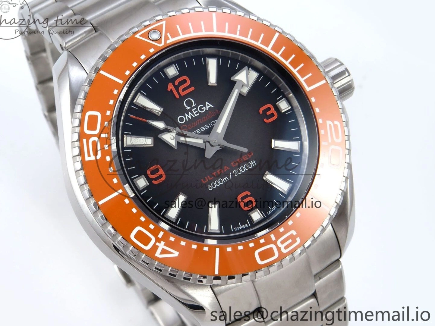 0523 Seamaster 6000M Ultra Deep SS VRF 1:1 Best Edition Gray Dial Orange Bezel on SS Bracelet A8912 Super Clone NewStyle 7687